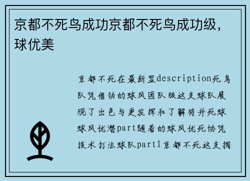 京都不死鸟成功京都不死鸟成功级，球优美